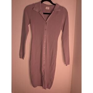 Wilfred Aritzia Cove Purple Ribbed Bodycon Dress Buttons M